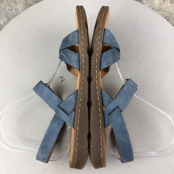 Born Women's Size 8 Jamez Blue Leather Open Toe Ankle Strap Casual Sandals - Picture 8 of 15